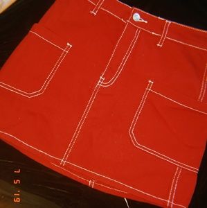 red mini skirt